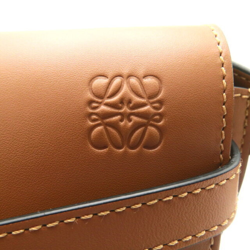 LOEWE Gate Dual Shoulder Bag Calfskin Leather Jacquard Brown Tan - Picture 8 of 10